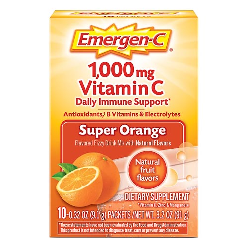 Image for Emergen C Vitamin C, 1000 mg, Super Orange,10ea from HomeTown Pharmacy - Belding