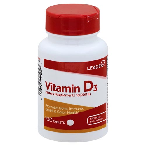 Image for Leader Vitamin D3, 10,000 IU, Tablets,100ea from HomeTown Pharmacy - Belding