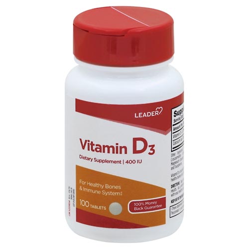 Image for Leader Vitamin D3, 400 IU, Tablets,100ea from HomeTown Pharmacy - Belding
