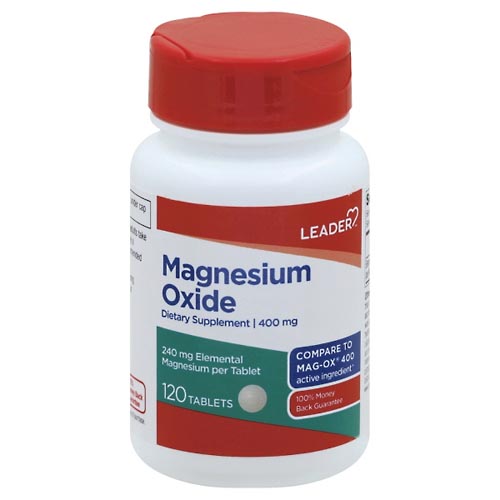 Image for Leader Magnesium Oxide, 400 mg, Tablets,120ea from HomeTown Pharmacy - Belding