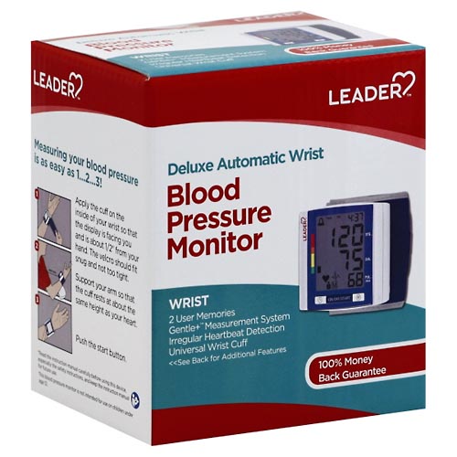 Image for Leader Blood Pressure Monitor, Deluxe Automatic Wrist,1ea from HomeTown Pharmacy - Belding