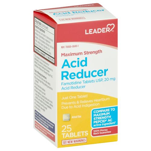 Image for Leader Acid Reducer, Maximum Strength, Tablets,25ea from HomeTown Pharmacy - Belding