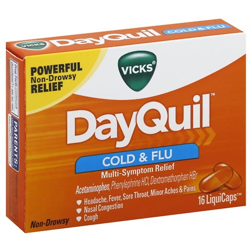 Image for Vicks Cold & Flu, Non-Drowsy, LiquiCaps,16ea from HomeTown Pharmacy - Belding