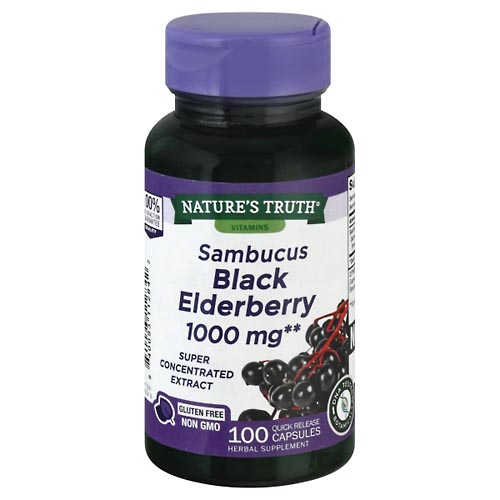Image for Natures Truth Sambucus Black Elderberry, 1000 mg, Quick Release Capsules,100ea from HomeTown Pharmacy - Belding